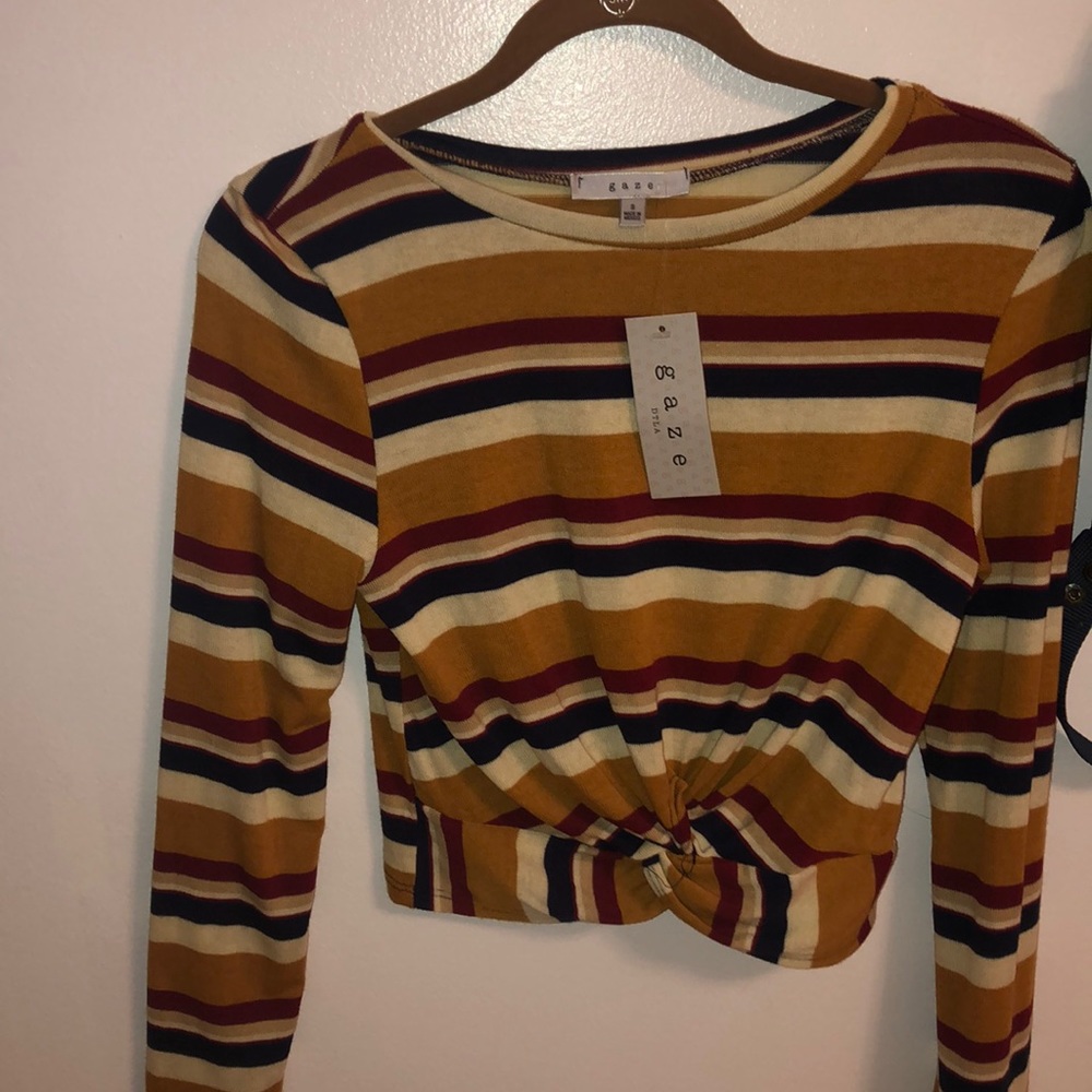 Striped Dress Top With Twist Band